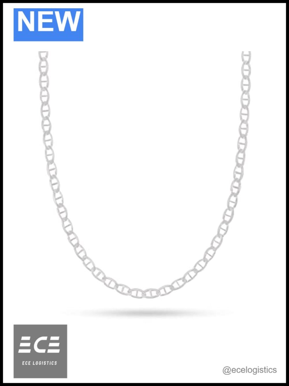 925 Sterling Silver Flat Mariner Link Chain Necklace Lobster Clasp